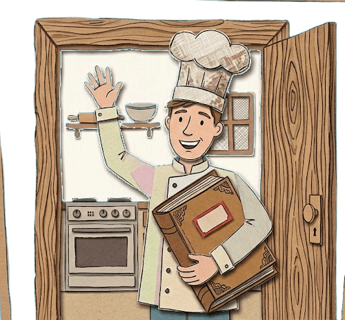 Head chef waving goodbye from the kitchen door
